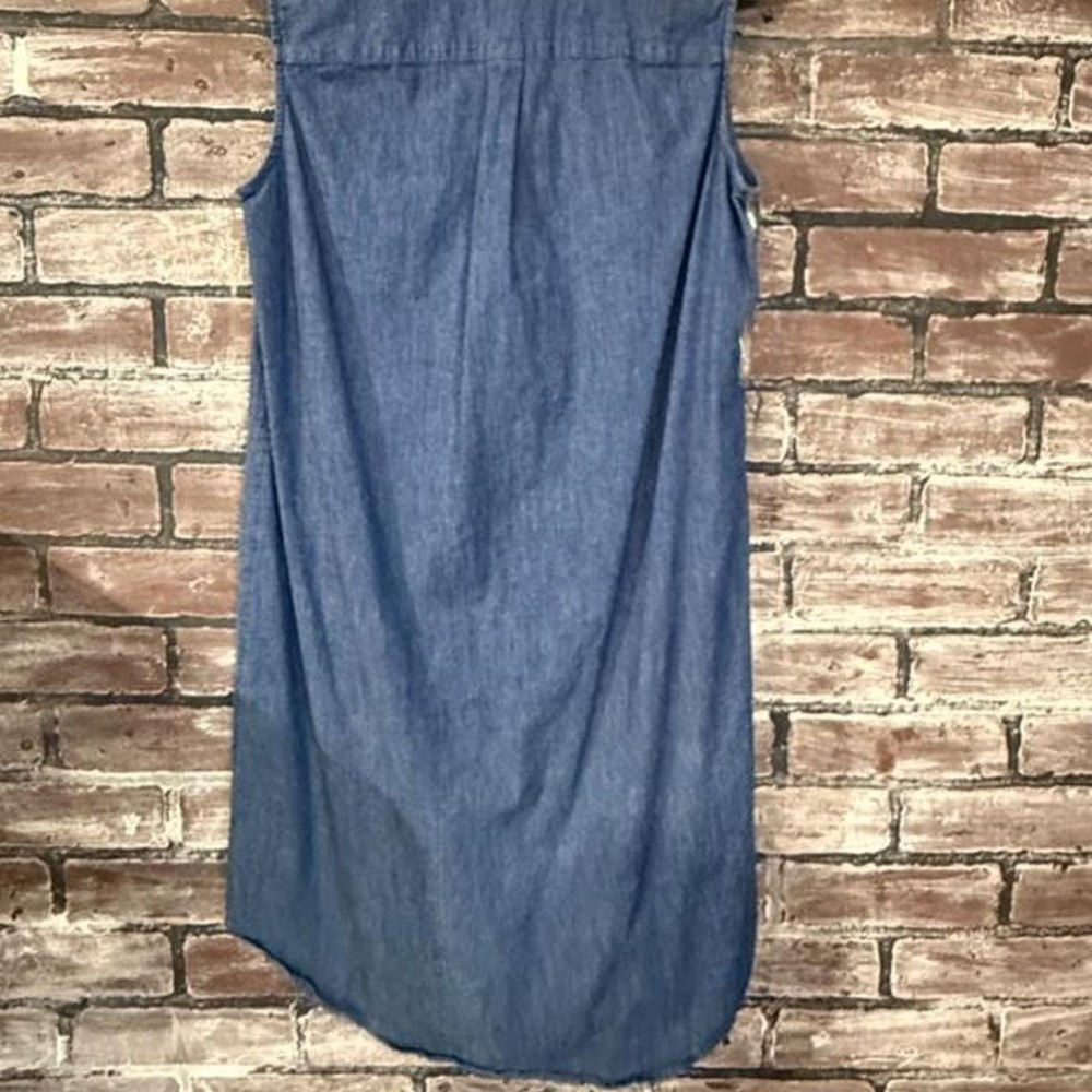Anne Klein Jeans Womens 4 Blue Chambray Sleeveless Shirt Dress High Low - Picture 3 of 3